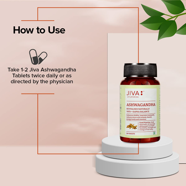 Jiva Ashwagandha Tablets 500mg, Pure & Natural Ayurvedic Herbal Supplement for Stress Support, Energy & General Wellness, 120 Tablets per Bottle, Pack of 2 - Image 4