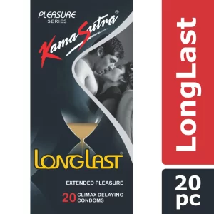 KamaSutra LongLast Condoms for Men | Dotted Texture Condoms | Delay Performance Condoms for Extended Pleasure | Premium Latex Condoms | Combo Pack of 20 (PCS -100 PACK OF -5)
