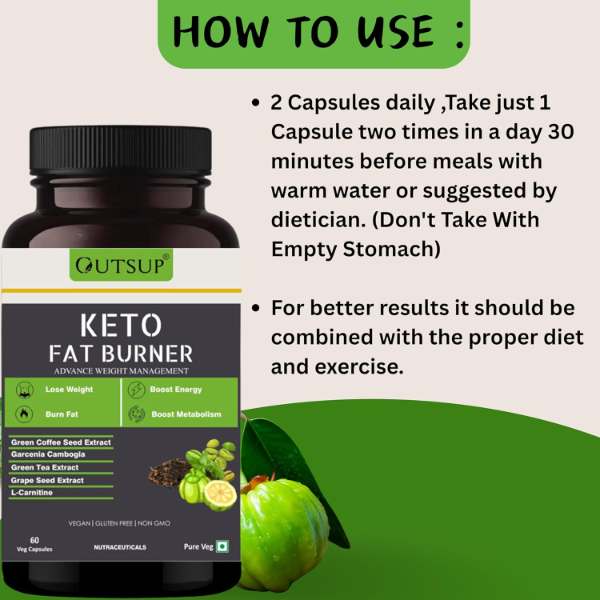 Outsup Keto Fat Burner 1000mg | Advanced Weight Loss & Metabolism Booster Supplement with Garcinia Cambogia, Green Coffee & Green Tea Extract | Fat Burner for Men & Women | 3 Pack (60 Capsules Each) - Image 3