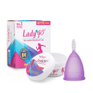 LADY GO Reusable Menstrual Cup for Women | Small Size | Ultra Soft Medical-Grade Silicone | Odour & Rash Free | Includes Carry Case & Pouch | Active Model (Pack of-3)
