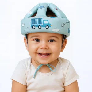 Kiddough Baby Safety Head Protector Helmet for Infants & Toddlers 6 Months–3 Years – Lightweight Protective Head Guard with Air Ventilation & Secure Fit | Soft Cushion Safety Helmet for Crawling & Walking Kids (Car Print, USA)