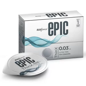 Manforce Epic Thinx Ultra Thin Condoms for Men – 50 Pcs | 0.03mm Vegan Latex Condoms (Pack of -5)