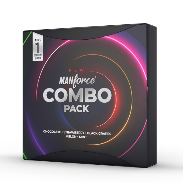 Manforce 3 in 1 Flavoured Condoms Combo Pack | Chocolate, Strawberry, Black Grapes, Mint & Melon | Pack of 10 (40 Condoms Total)