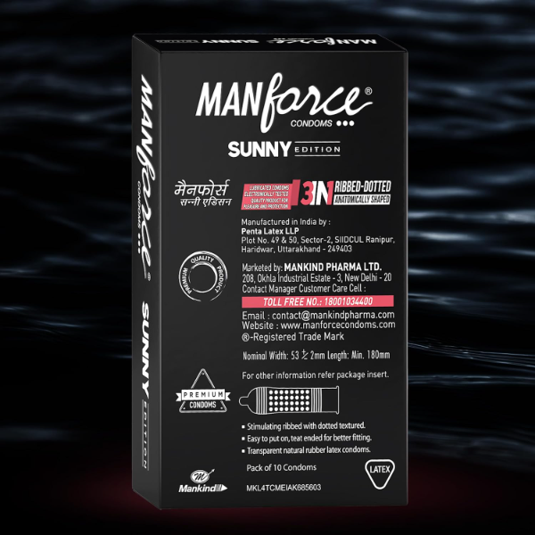 Manforce Sunny Edition Condoms Pack of 40 | Ribbed, Dotted & Anatomically Shaped Condoms | Enhanced Pleasure & Safe Protection | India’s No.1 Condom Brand - Image 2