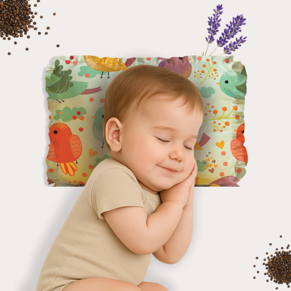 Novo Baby Mustard Seed Pillow with Lavender for Newborns – Soft Rai Baby Head Support Pillow, Breathable Cotton Infant Neck Support Cushion for 0–12 Months, Nursery & Baby Shower Gift (Green)