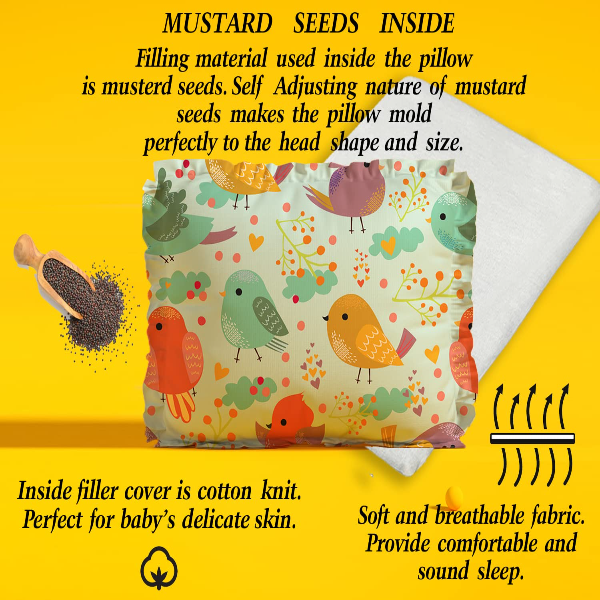 Novo Baby Mustard Seed Pillow with Lavender for Newborns – Soft Rai Baby Head Support Pillow, Breathable Cotton Infant Neck Support Cushion for 0–12 Months, Nursery & Baby Shower Gift (Green) - Image 4