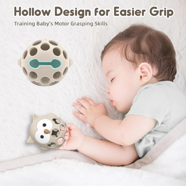 AARIV Montessori Baby Sensory Toy for 0-12 Months – Soft Rattle & Early Learning Toy for Newborns, Infants & Toddlers, Supports Hand-Eye Coordination, Fine Motor Skills & Sensory Development, Beige - Image 3