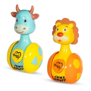 AARIV Baby Tumbler Rattle Toy Set of 2 – Self-Balancing Rolling Sensory Toys for Infants 8+ Months, Early Learning Development Toy for Motor Skills, Hand-Eye Coordination & Safe Play, BIS Certified