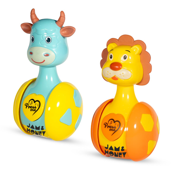AARIV Baby Tumbler Rattle Toy Set of 2 – Self-Balancing Rolling Sensory Toys for Infants 8+ Months, Early Learning Development Toy for Motor Skills, Hand-Eye Coordination & Safe Play, BIS Certified