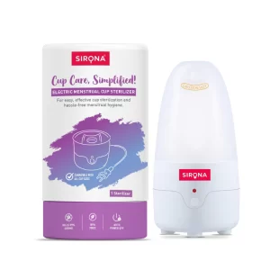 Sirona Electric Menstrual Cup Steam Sterilizer | Kills 99% Germs in 8 Minutes | BPA-Free | Auto Shut-Off | Reusable | Easy & Effective Menstrual Cup Sterilizer | Pack of 1