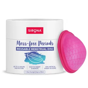 Sirona Reusable Menstrual Disc for Women (Large) | 100% Medical-Grade Silicone | Leak-Proof Period Disc | Non-Toxic & Phthalate-Free | Up to 10 Hours Protection | Comfortable & Reusable (Pack of -3)