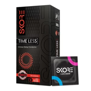 Skore Timeless Climax Delay Condoms | 10 Pieces | Premium Latex Condoms | Pack of 10 (100 Pcs)