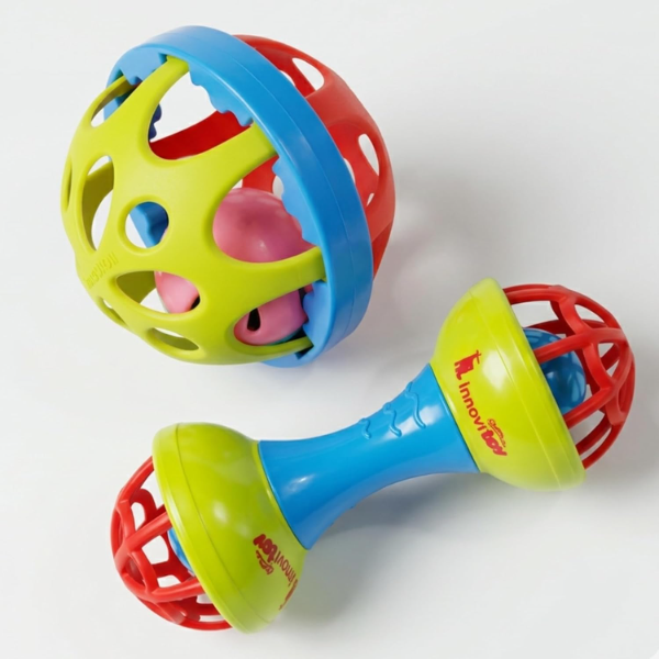 AARIV 2-Piece Baby Rattle & Teether Set for 0-12 Months – BPA-Free Silicone & ABS Sensory Toys, Soft Sound Infant Rattles for Teething Relief, Fine Motor Development & Early Learning, Safe Newborn Gift