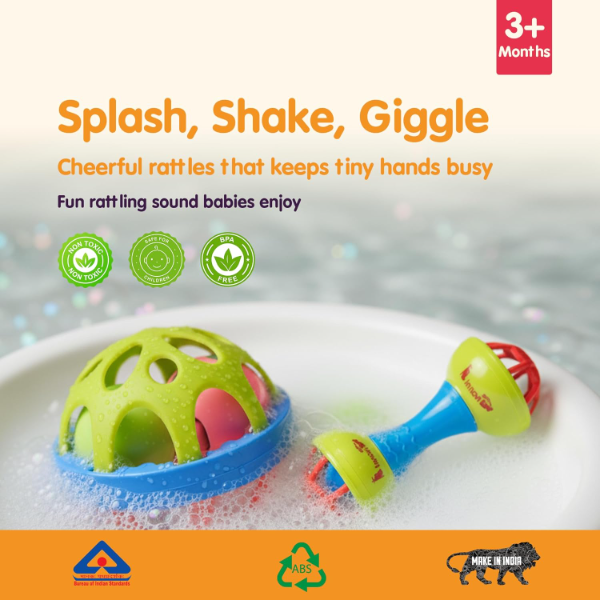 AARIV 2-Piece Baby Rattle & Teether Set for 0-12 Months – BPA-Free Silicone & ABS Sensory Toys, Soft Sound Infant Rattles for Teething Relief, Fine Motor Development & Early Learning, Safe Newborn Gift - Image 2