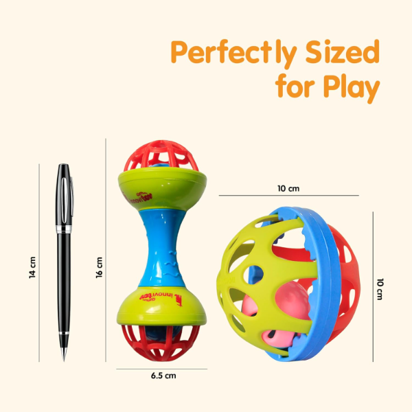 AARIV 2-Piece Baby Rattle & Teether Set for 0-12 Months – BPA-Free Silicone & ABS Sensory Toys, Soft Sound Infant Rattles for Teething Relief, Fine Motor Development & Early Learning, Safe Newborn Gift - Image 3