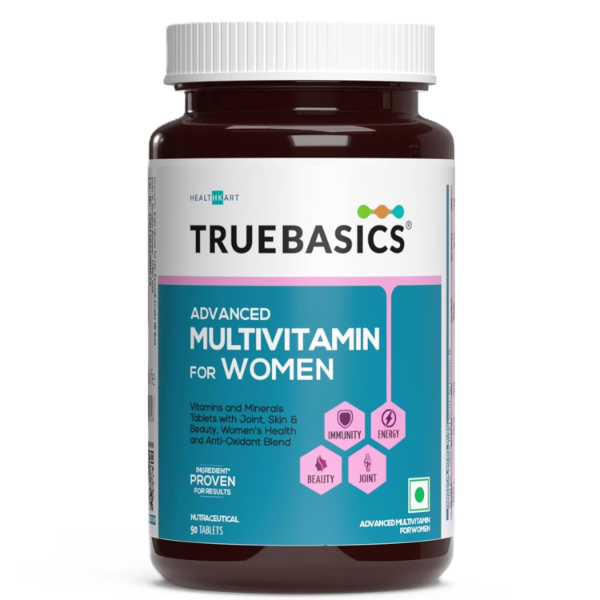 TrueBasics Advanced Multivitamin for Women – 90 Tablets with Clinically Researched Ingredients for Energy, Immunity, Joint Health & Hormonal Balance Support (Pack of -2)