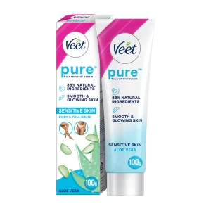 Veet Pure Hair Removal Cream for Women 100g | Sensitive Skin Depilatory Cream | Smooth, Long-Lasting Hair Removal for Legs, Underarms, Bikini & Arms (Pack of -3)