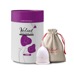 Velvet Reusable Menstrual Cup for Women | Large Size | 100% Medical Grade Silicone | Ultra Soft | Odour & Rash Free | Up to 6–8 Hours Leak Protection | Includes Storage Pouch (Pack of -3 )
