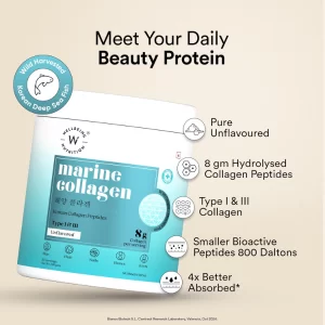 WELLBEING NUTRITION Pure Korean Marine Collagen Powder 200g | Hydrolyzed Collagen Peptides with Amino Acids | Supports Skin Elasticity, Hair Growth, Nail Strength, Bone & Joint Health | Unflavored | 25 Servings | For Women & Men
 (Pack of -2)