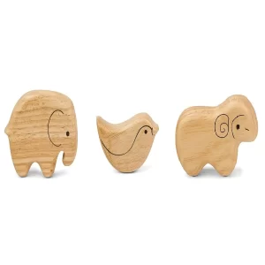 Channapatna Wooden Animal Rattle Shaker Toy Set for Babies & Toddlers (Set of 3) – Elephant, Bird & Sheep | Handmade Non-Toxic Musical Hold & Shake Toys for Kids 0–3 Years | Safe Eco-Friendly Wooden Baby Sensory Toys