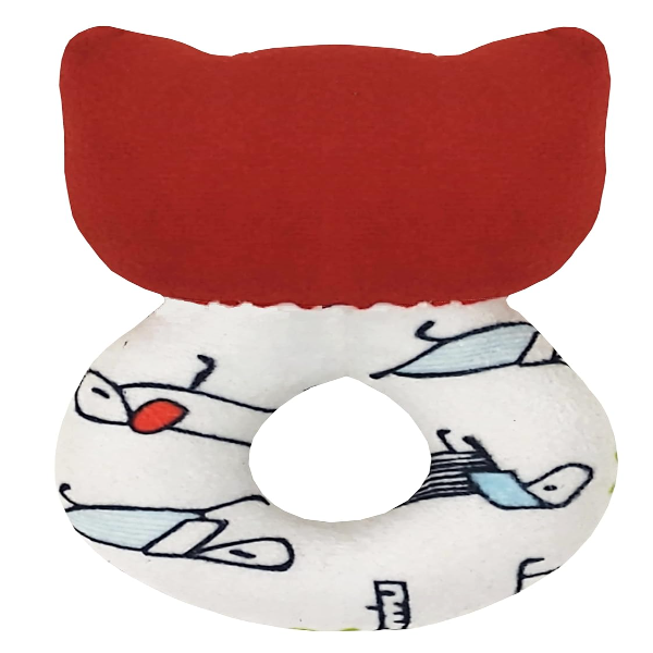 Pikipo Soft Kitty Face Baby Rattle Toy with Easy Grip Round Handle (Red) – Lightweight Plush Sensory Rattle for Toddlers & Infants | Safe Early Development Toy for Hand Coordination & Motor Skills (USA) - Image 4